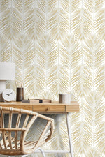 ET10710 palm leaf wallpaper desk from Seabrook Designs