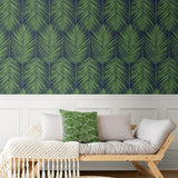 ET10714 palm leaf wallpaper entryway from Seabrook Designs