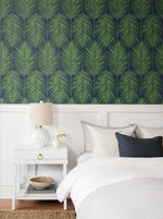 ET10714 palm leaf wallpaper bedroom from Seabrook Designs
