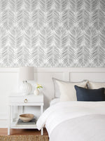 ET10730 palm leaf wallpaper bedroom from Seabrook Designs