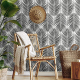 ET10735 palm leaf wallpaper living room from Seabrook Designs