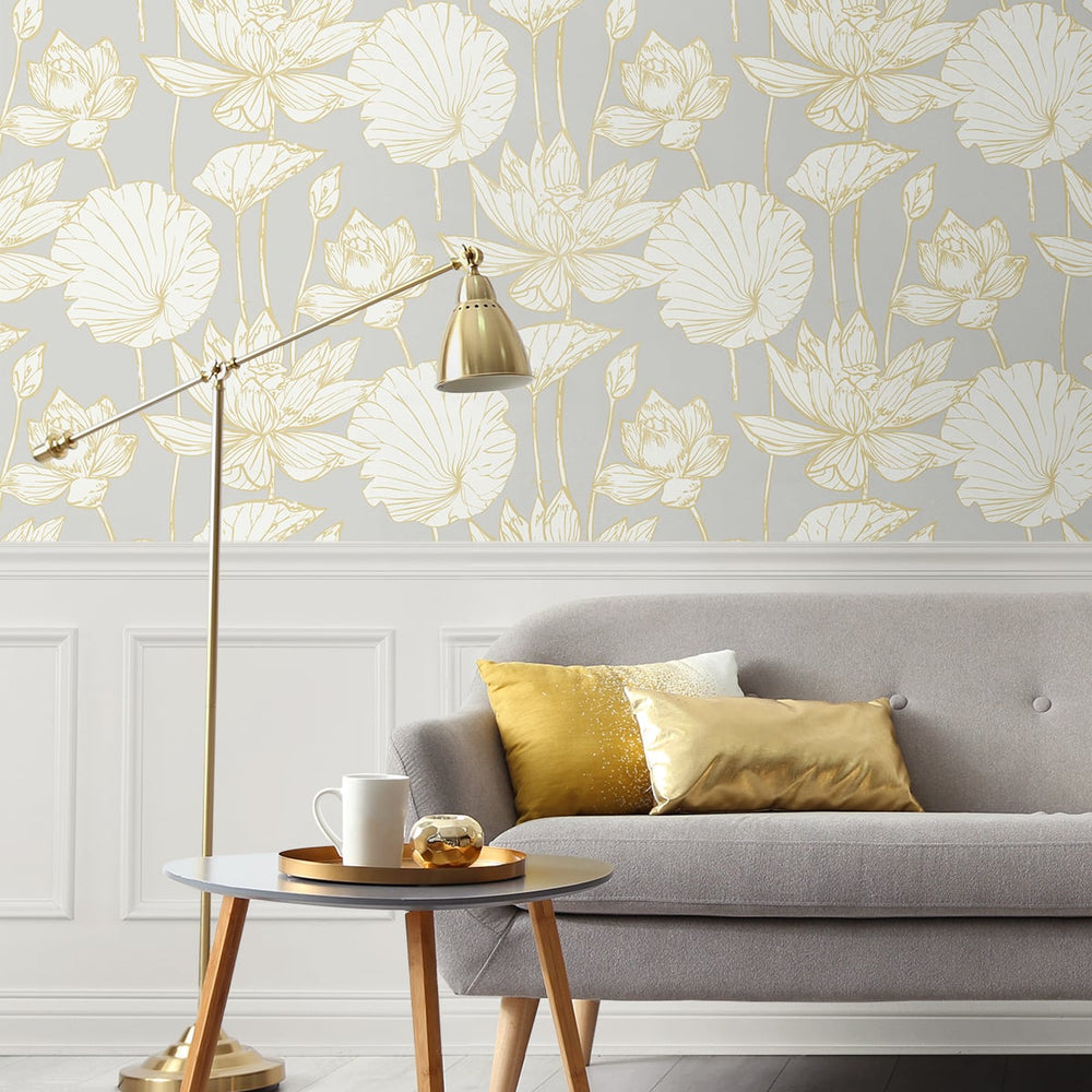
                  
                    ET10906 water lily floral unpasted wallpaper living room from Seabrook Designs
                  
                