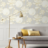 ET10906 water lily floral unpasted wallpaper living room from Seabrook Designs
