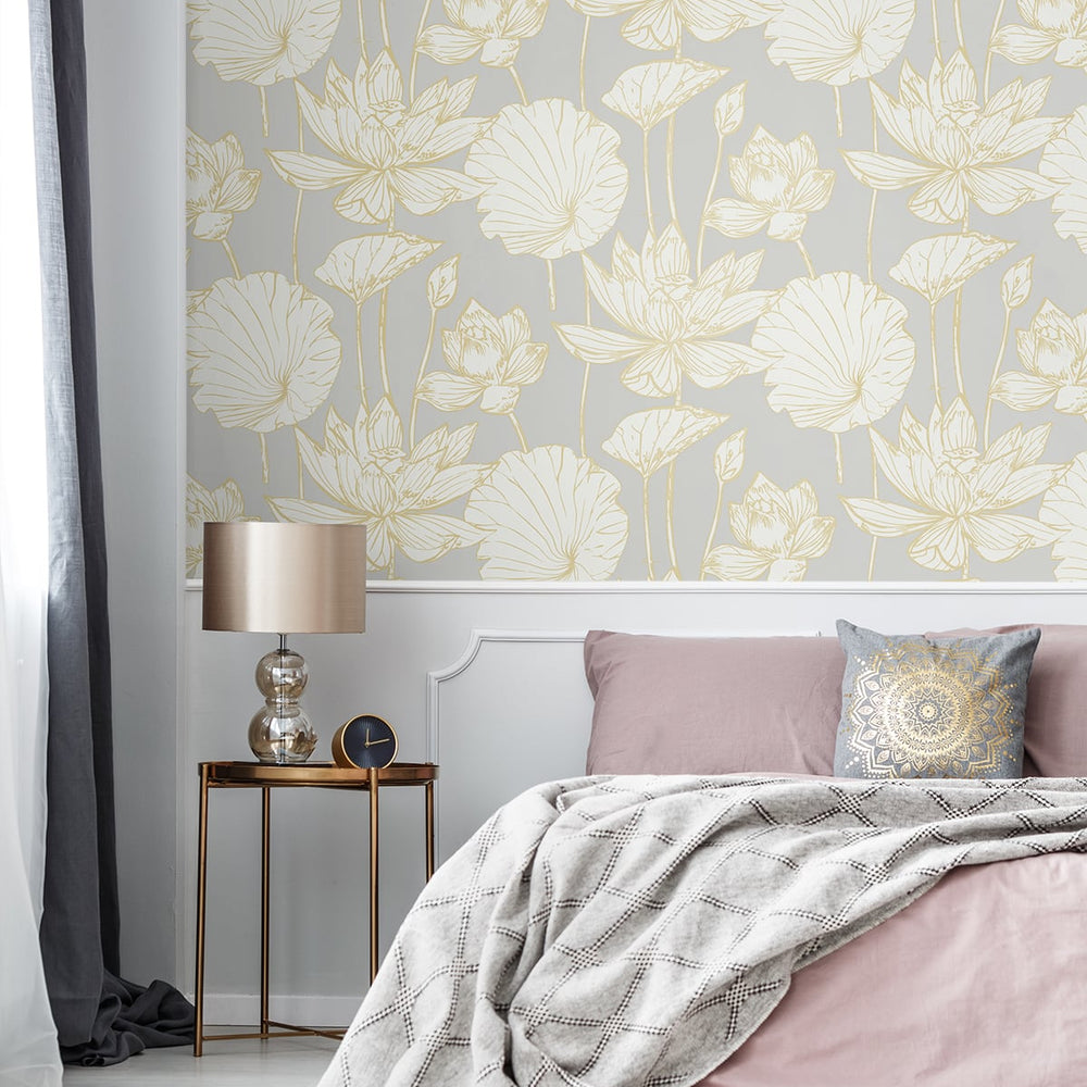 
                  
                    ET10906 water lily floral unpasted wallpaper bedroom from Seabrook Designs
                  
                