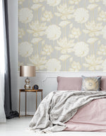 ET10906 water lily floral unpasted wallpaper bedroom from Seabrook Designs