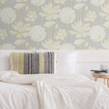 ET10906 water lily floral unpasted wallpaper decor from Seabrook Designs