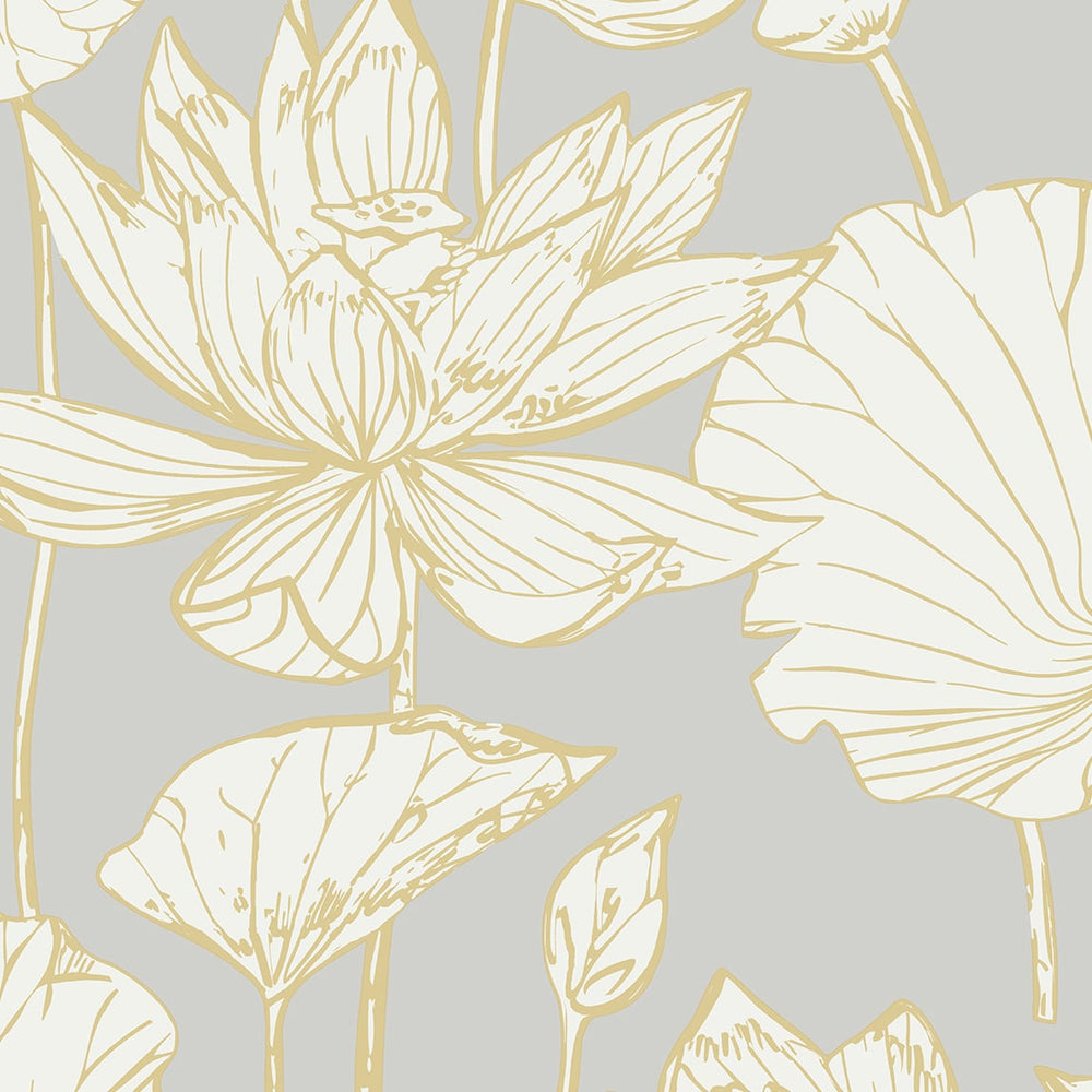 ET10906 Water Lily Floral Unpasted Wallpaper