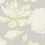 ET10906 water lily floral unpasted wallpaper from Seabrook Designs