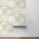 ET10906 water lily floral unpasted wallpaper roll from Seabrook Designs