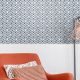 ET11002 diamond weave blue geometric wallpaper chair from Seabrook Designs