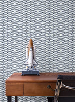 ET11002 diamond weave blue geometric wallpaper bedroom from Seabrook Designs