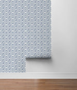ET11002 diamond weave blue geometric wallpaper roll from Seabrook Designs