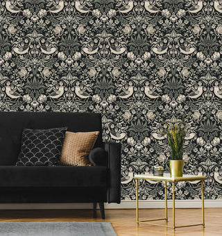 Vintage wallpaper living room William Morris ET11200 from Seabrook Designs