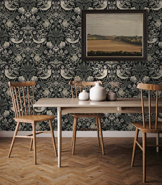 Vintage wallpaper dining room William Morris ET11200 from Seabrook Designs