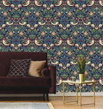 Vintage wallpaper living room William Morris ET11202 from Seabrook Designs