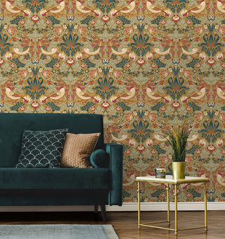 Vintage wallpaper living room William Morris ET11205 from Seabrook Designs