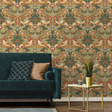 Vintage wallpaper living room William Morris ET11205 from Seabrook Designs
