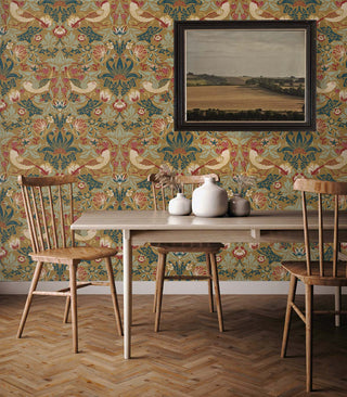 Vintage wallpaper dining room William Morris ET11205 from Seabrook Designs