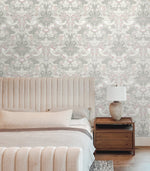 Bird vintage wallpaper bedroom ET11208 from the Vintage Garden collection by Seabrook Designs