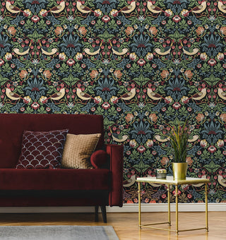 Vintage wallpaper living room William Morris ET11210 from Seabrook Designs