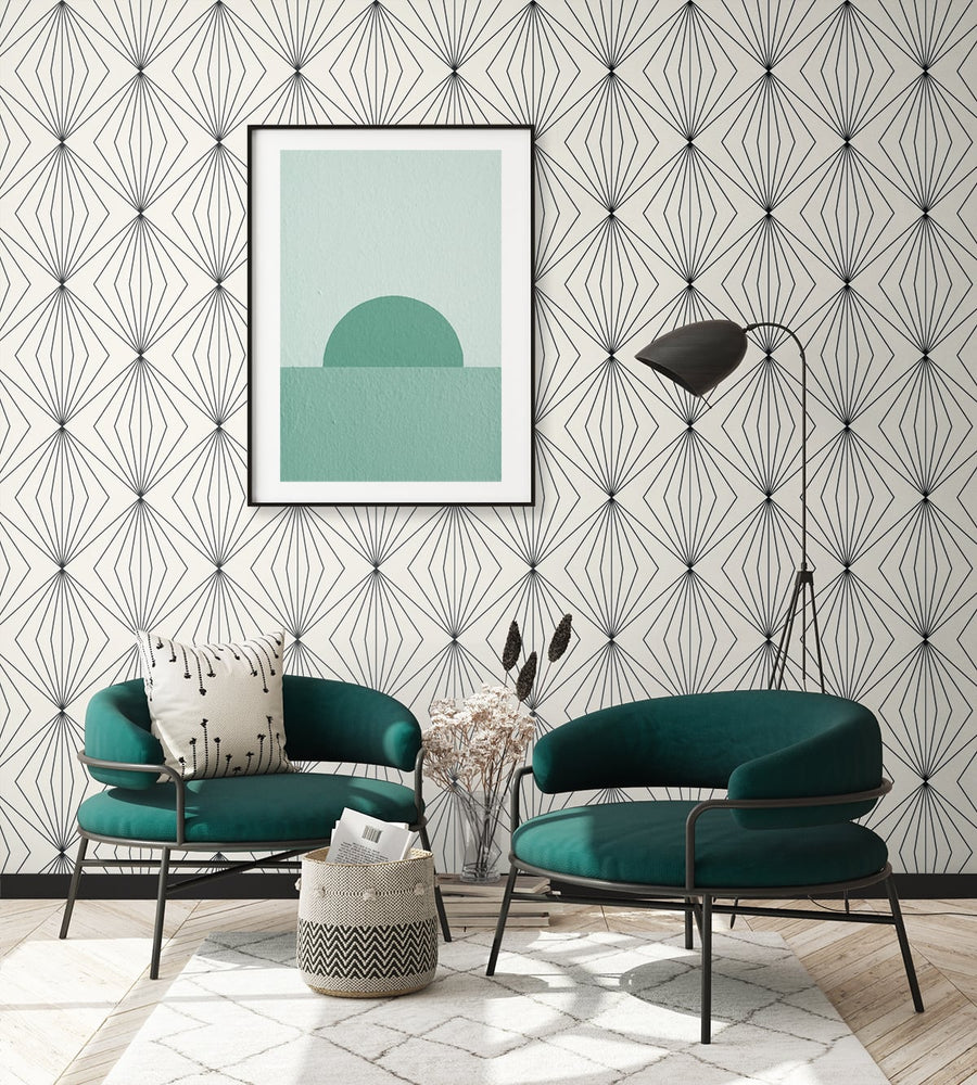 Geometric wallpaper living room ET11500 from Seabrook Designs