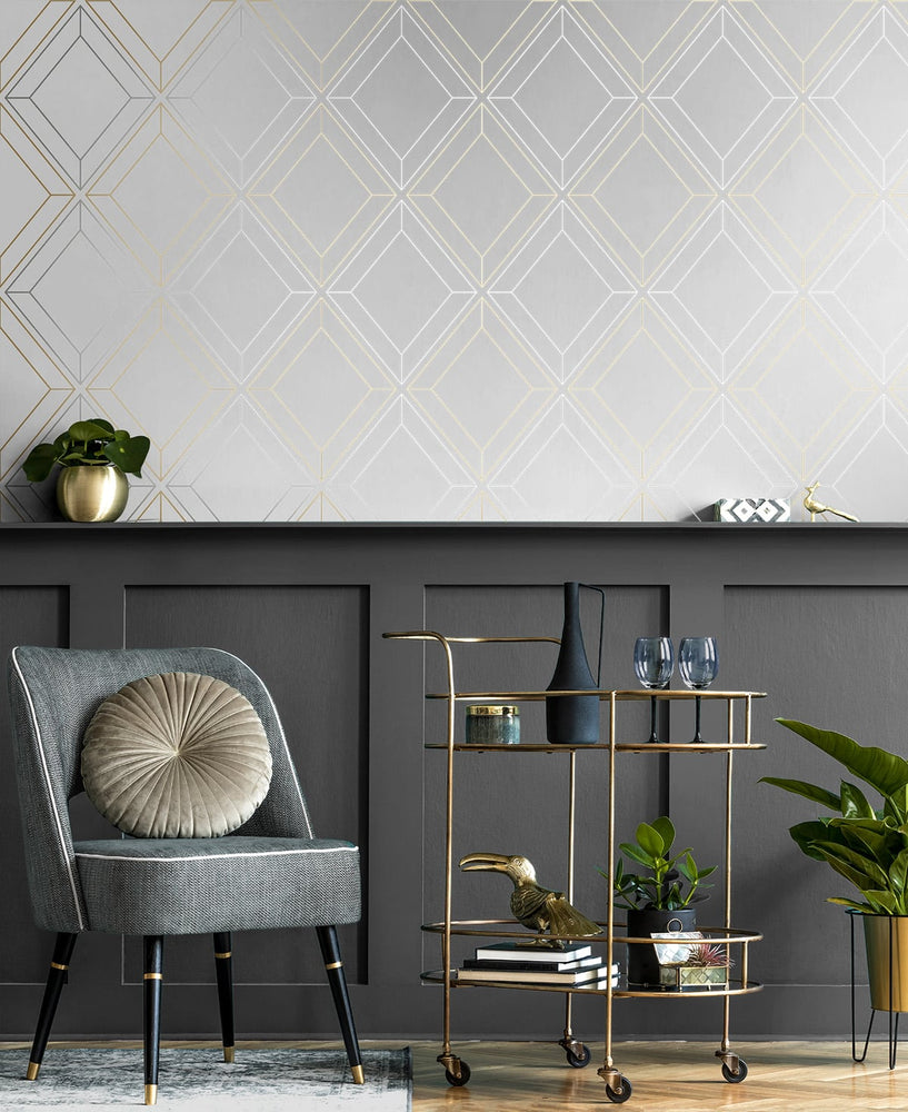 Linework Gem Geometric Unpasted Wallpaper