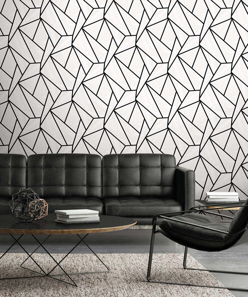 Geometric wallpaper living room ET11700 from Seabrook Designs