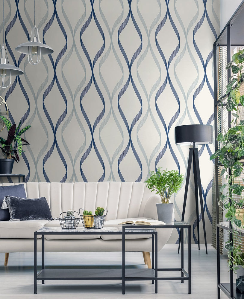 Geometric wallpaper living room ET11802 from Seabrook Designs
