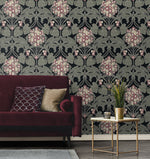 Floral vintage wallpaper living room ET12110 from Seabrook Designs