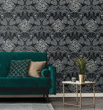 Floral vintage wallpaper living room ET12120 from Seabrook Designs