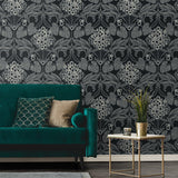 Floral vintage wallpaper living room ET12120 from Seabrook Designs