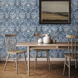 Bird ogee vintage wallpaper dining room ET12202 from the Victorian Garden collection by Seabrook Designs