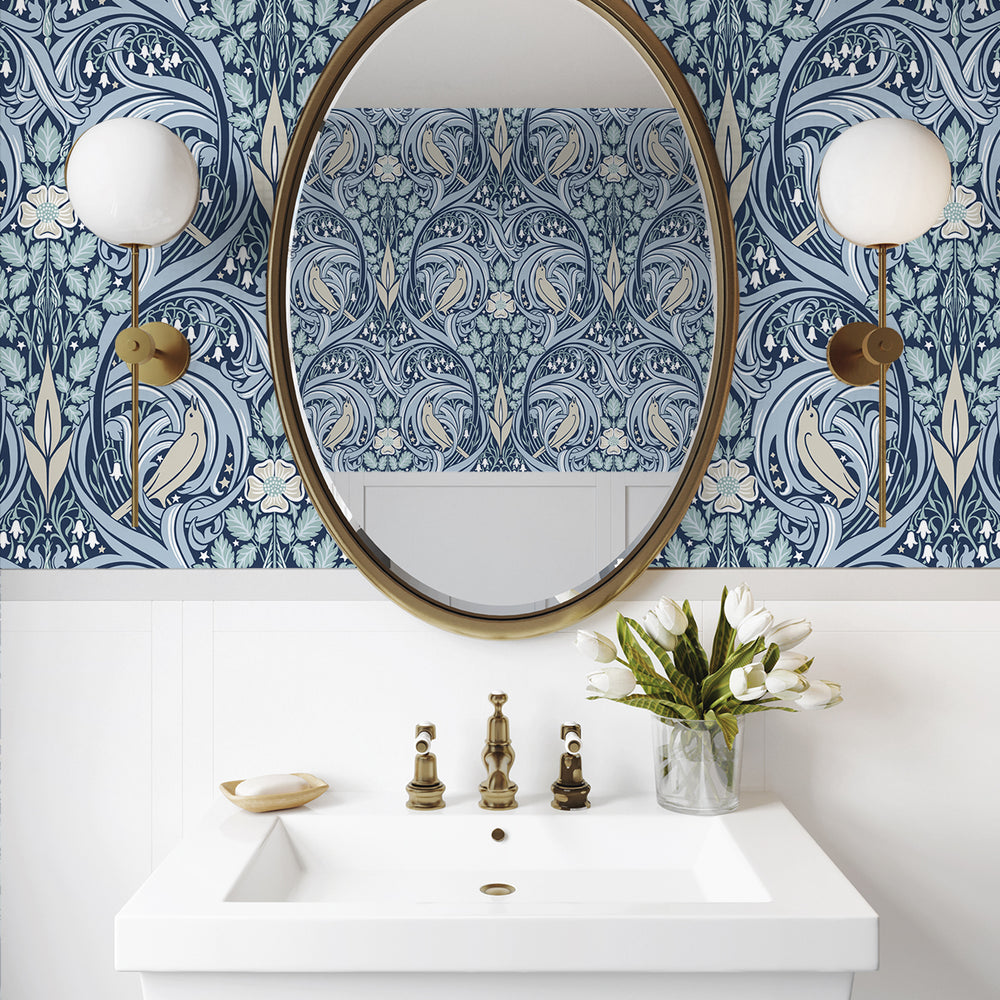 
                  
                    Bird ogee vintage wallpaper bathroom ET12202 from the Victorian Garden collection by Seabrook Designs
                  
                
