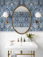 Bird ogee vintage wallpaper bathroom ET12202 from the Victorian Garden collection by Seabrook Designs