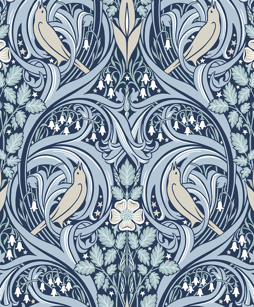 Bird ogee vintage wallpaper ET12202 from the Victorian Garden collection by Seabrook Designs