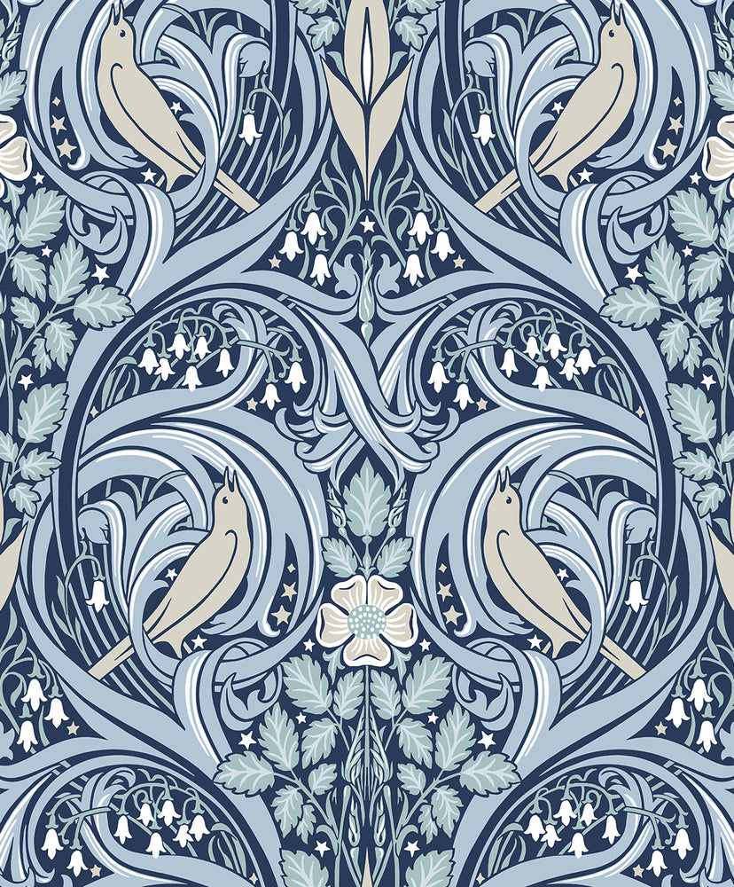 Bird ogee vintage wallpaper ET12202 from the Victorian Garden collection by Seabrook Designs
