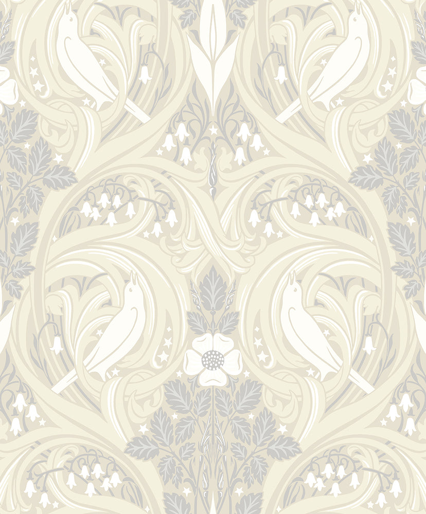 Bird ogee vintage wallpaper ET12205 from the Victorian Garden collection by Seabrook Designs