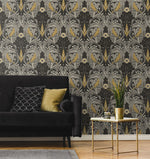 Bird ogee vintage wallpaper living room ET12208 from the Victorian Garden collection by Seabrook Designs