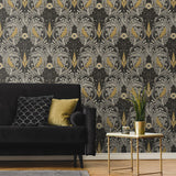 Bird ogee vintage wallpaper living room ET12208 from the Victorian Garden collection by Seabrook Designs
