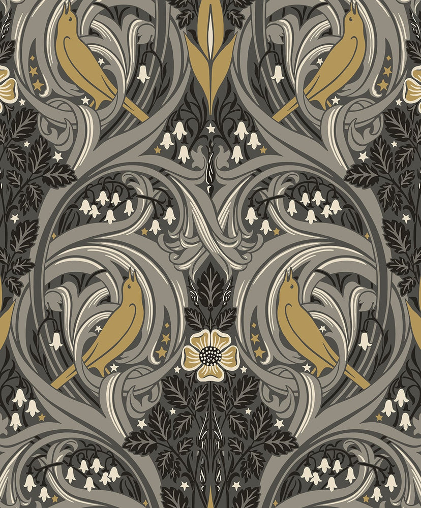 Bird ogee vintage wallpaper ET12208 from the Victorian Garden collection by Seabrook Designs
