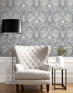 Bird ogee vintage wallpaper living room ET12210 from the Victorian Garden collection by Seabrook Designs