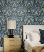 Bird ogee vintage wallpaper bedroom ET12212 from the Victorian Garden collection by Seabrook Designs