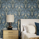 Bird ogee vintage wallpaper bedroom ET12212 from the Victorian Garden collection by Seabrook Designs