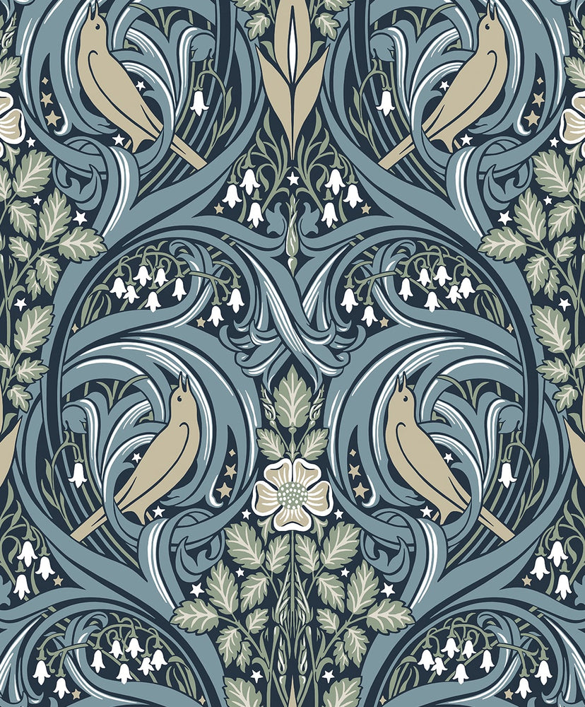 Bird ogee vintage wallpaper ET12212 from the Victorian Garden collection by Seabrook Designs