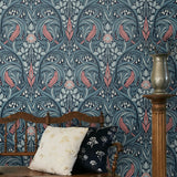 Bird ogee vintage wallpaper living room ET12222 from the Victorian Garden collection by Seabrook Designs