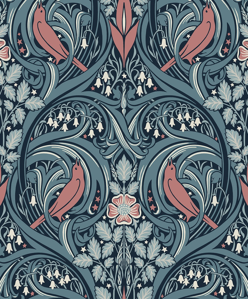 Bird ogee vintage wallpaper ET12222 from the Victorian Garden collection by Seabrook Designs