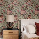 Floral vintage wallpaper bedroom ET12301 from the Victorian Garden collection by Seabrook Designs