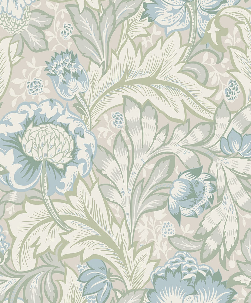 Floral vintage wallpaper ET12304 from the Victorian Garden collection by Seabrook Designs