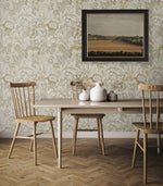 Floral vintage wallpaper dining room ET12307 from the Victorian Garden collection by Seabrook Designs