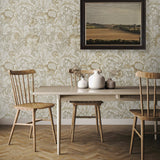 Floral vintage wallpaper dining room ET12307 from the Victorian Garden collection by Seabrook Designs